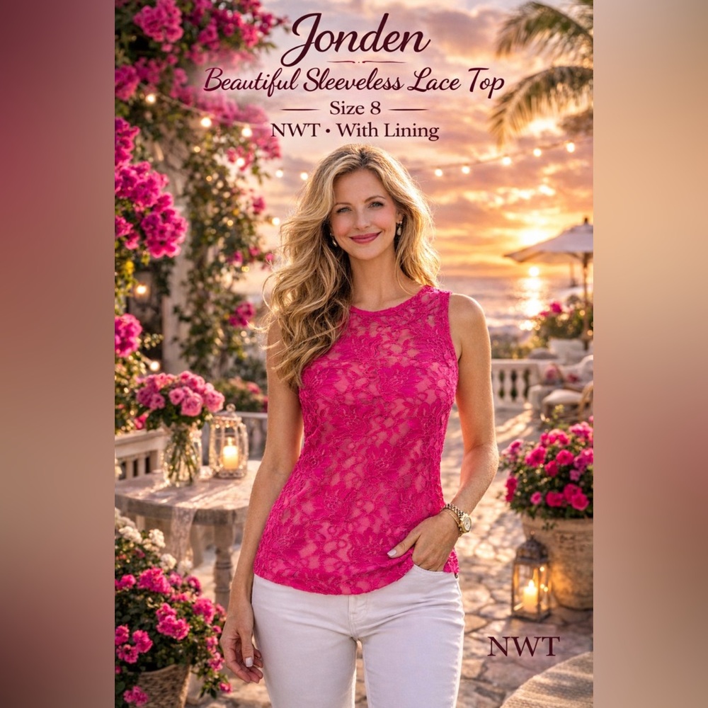 NWT Jonden Elegant Pink Lace Sleeveless Top